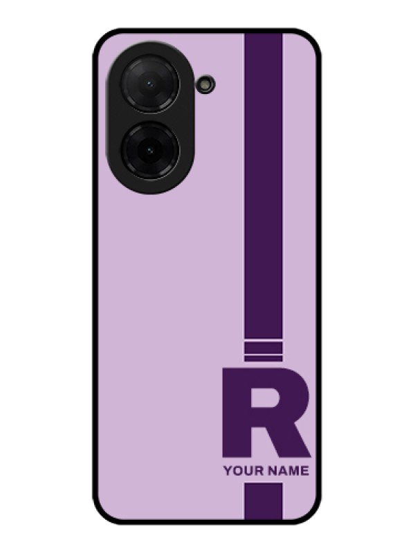 Custom Poco C71 Custom Glass Phone Case - Simple Dual Tone Stripe With Name Design
