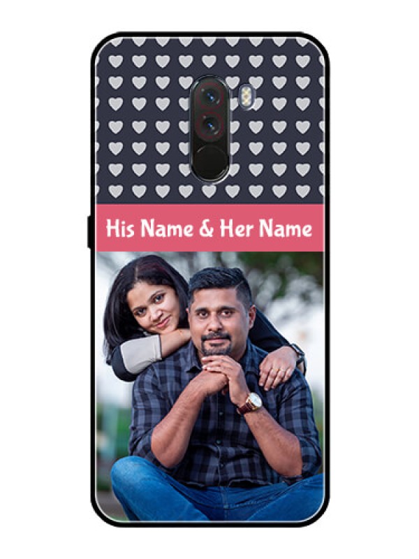 Custom Pcoco F1 Custom Glass Mobile Case  - Love Symbols Design