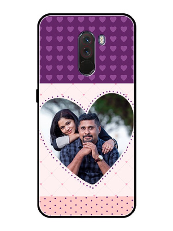 Custom Pcoco F1 Custom Glass Phone Case  - Violet Love Dots Design