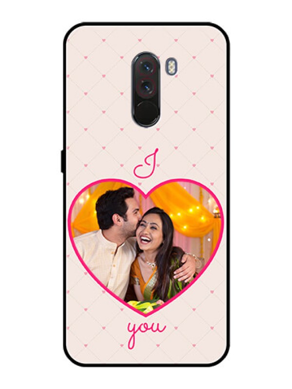 Custom Pcoco F1 Custom Glass Mobile Case  - Heart Shape Design