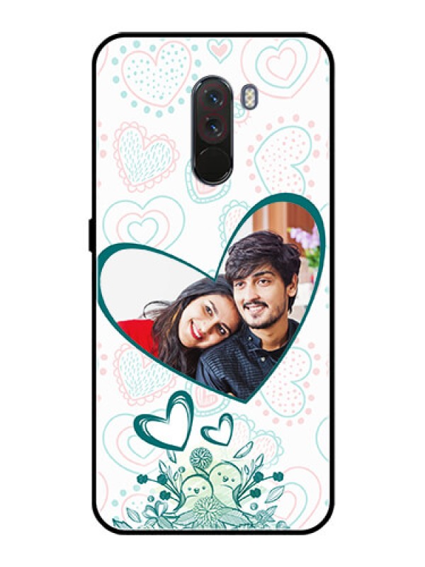 Custom Pcoco F1 Photo Printing on Glass Case  - Premium Couple Design