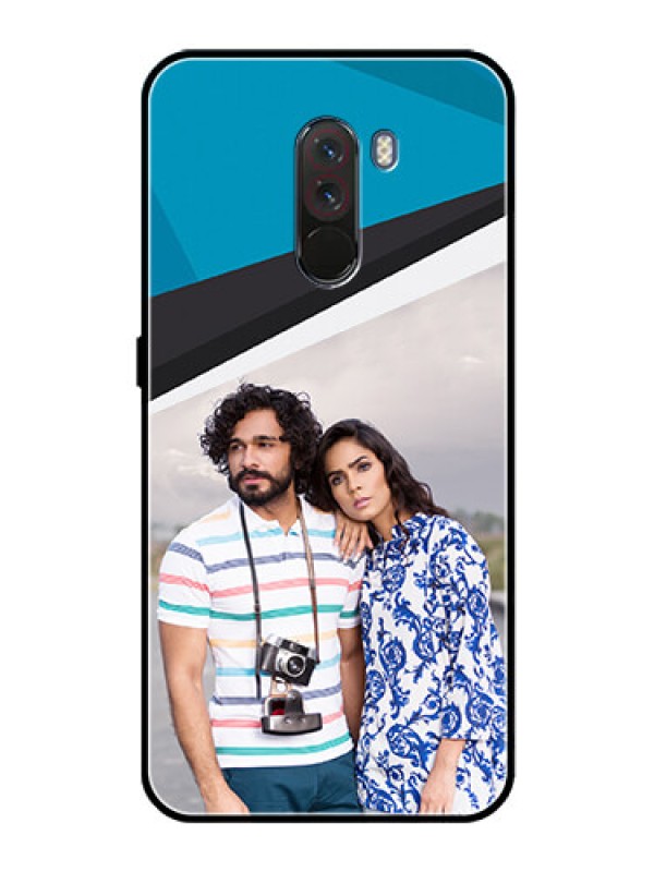 Custom Pcoco F1 Photo Printing on Glass Case  - Simple Pattern Photo Upload Design