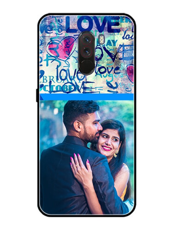 Custom Pcoco F1 Custom Glass Mobile Case  - Colorful Love Design