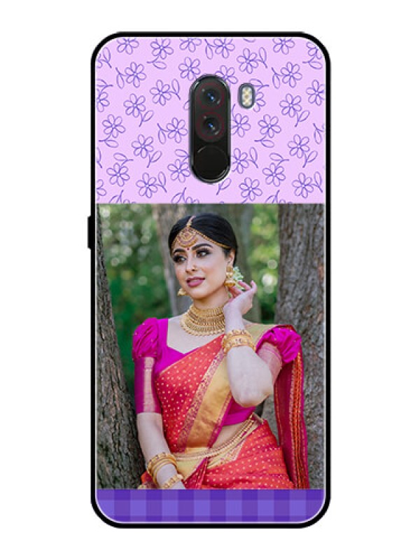 Custom Pcoco F1 Custom Glass Phone Case  - Purple Floral Design