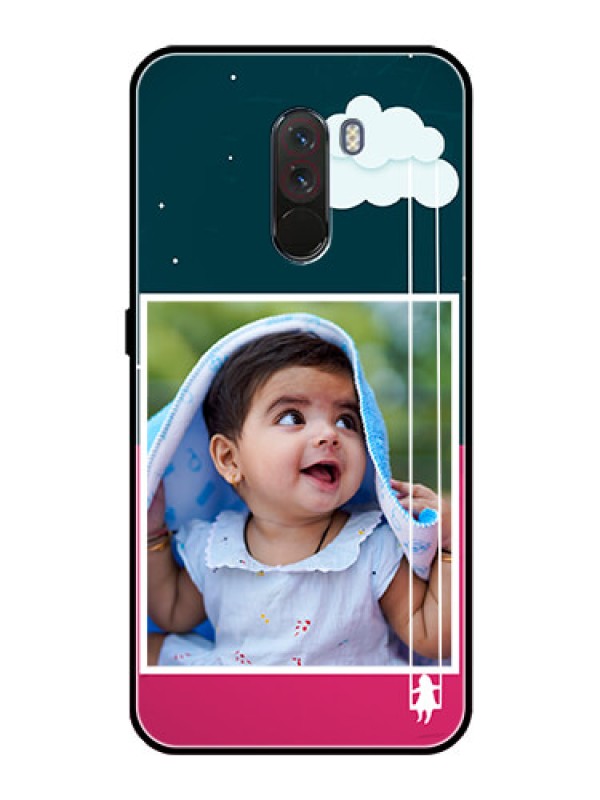 Custom Pcoco F1 Custom Glass Phone Case  - Cute Girl with Cloud Design