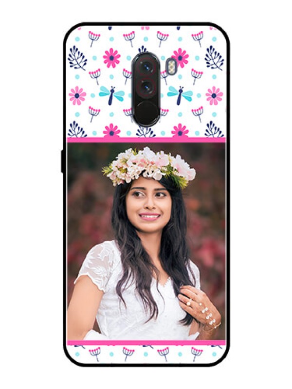 Custom Pcoco F1 Photo Printing on Glass Case  - Colorful Flower Design