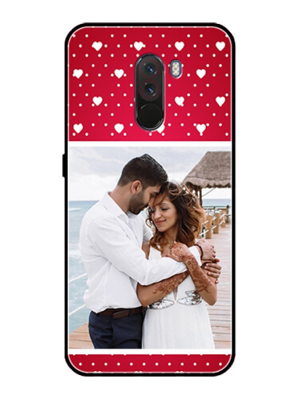 Custom Pcoco F1 Photo Printing on Glass Case  - Hearts Mobile Case Design