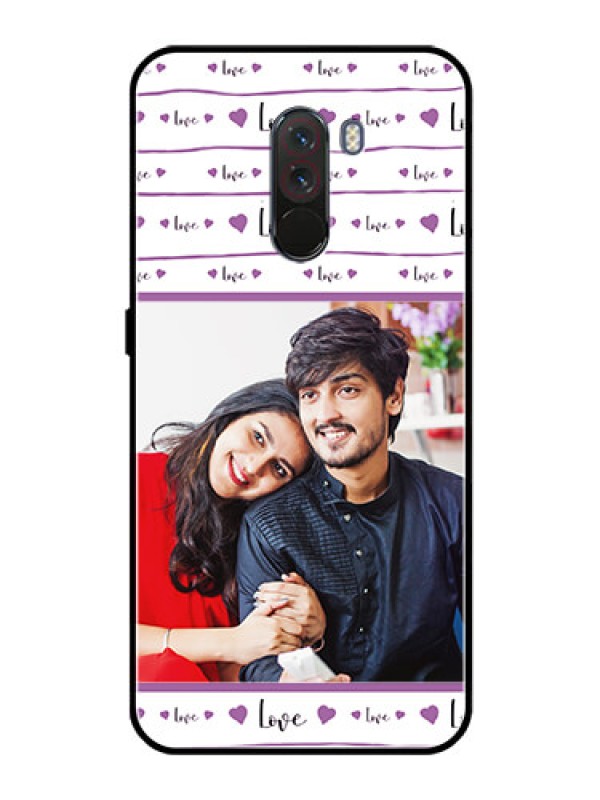 Custom Pcoco F1 Custom Glass Mobile Case  - Couples Heart Design