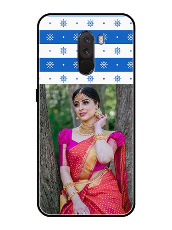 Custom Pcoco F1 Photo Printing on Glass Case  - Snow Pattern Design