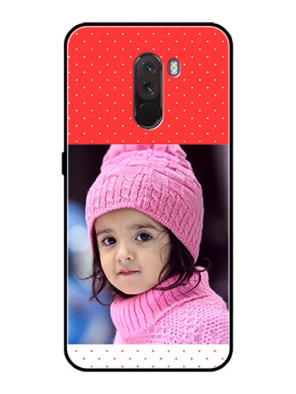 Custom Pcoco F1 Photo Printing on Glass Case  - Red Pattern Design