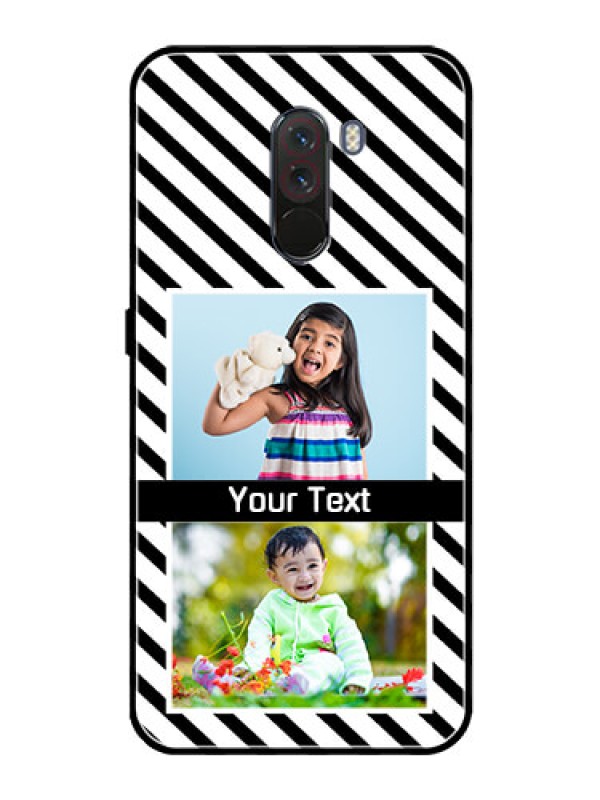 Custom Pcoco F1 Photo Printing on Glass Case  - Black And White Stripes Design