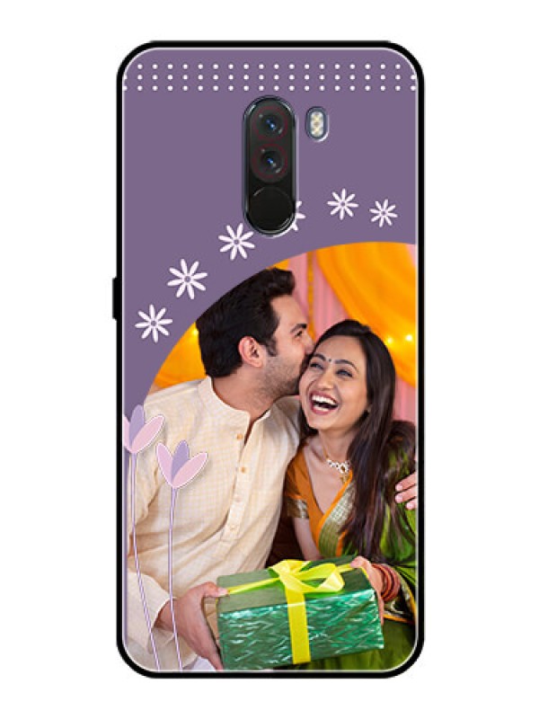 Custom Pcoco F1 Custom Glass Mobile Case  - Lavender flowers design 