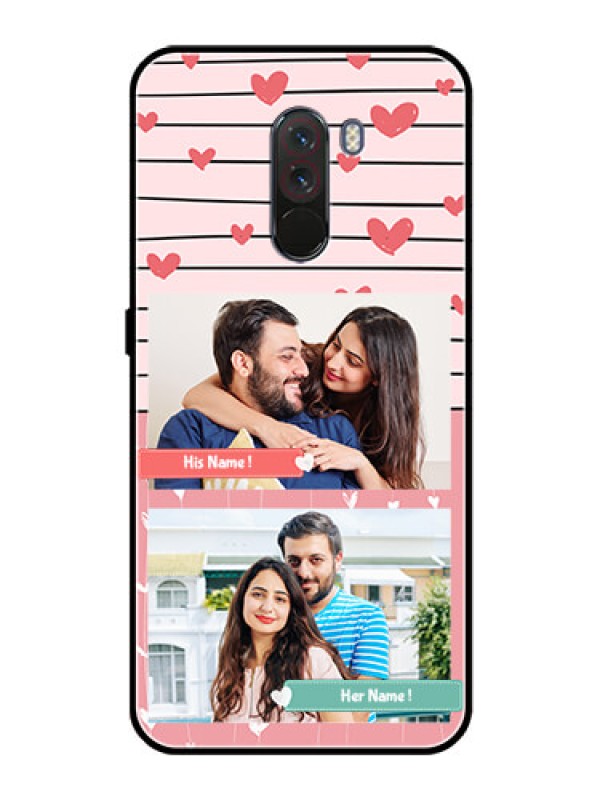 Custom Pcoco F1 Custom Glass Mobile Case  - Photo with Heart Design