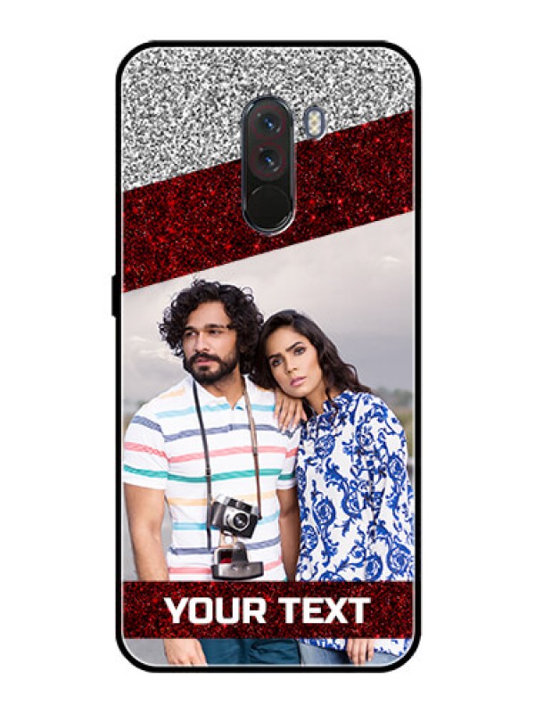 Custom Pcoco F1 Personalized Glass Phone Case  - Image Holder with Glitter Strip Design