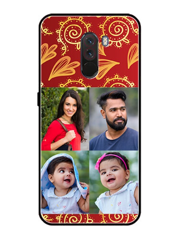Custom Pcoco F1 Photo Printing on Glass Case  - 4 Image Traditional Design