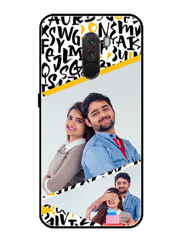 Custom Pcoco F1 Custom Glass Mobile Case  - Letters Pattern Design