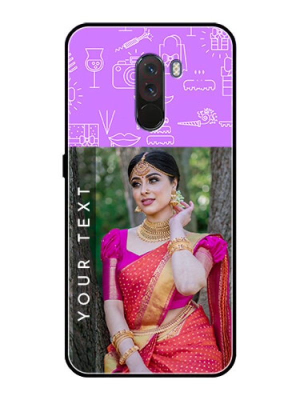 Custom Pcoco F1 Custom Glass Mobile Case  - Birthday Icons Design