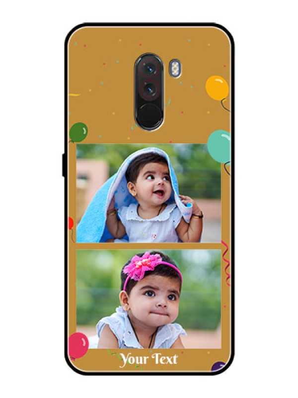 Custom Pcoco F1 Personalized Glass Phone Case  - Image Holder with Birthday Celebrations Design