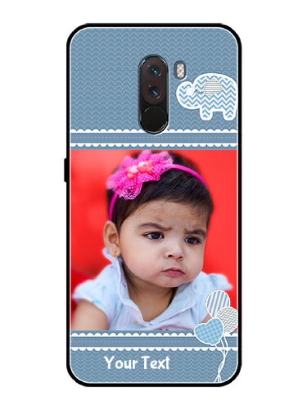 Custom Pcoco F1 Photo Printing on Glass Case  - with Kids Pattern Design