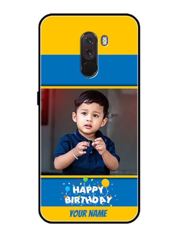 Custom Pcoco F1 Custom Glass Mobile Case  - Birthday Wishes Design