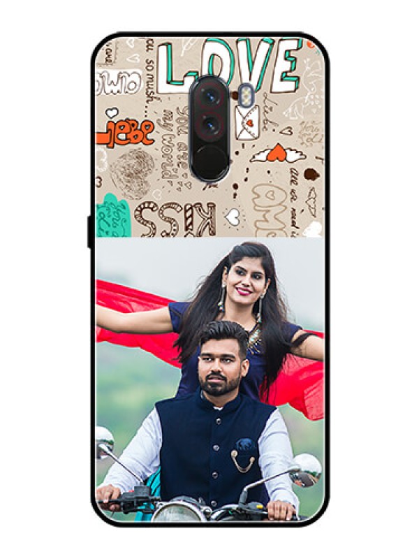 Custom Pcoco F1 Custom Glass Phone Case  - Love Doodle Pattern 