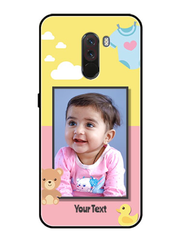 Custom Pcoco F1 Photo Printing on Glass Case  - Kids 2 Color Design