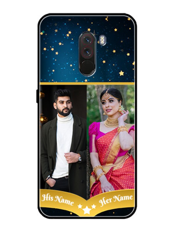 Custom Pcoco F1 Custom Glass Phone Case  - Galaxy Stars Backdrop Design