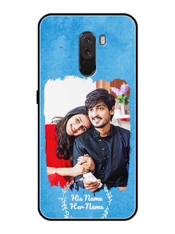 Custom Poco F1 Custom Glass Phone Case - Blue Color Vintage Design