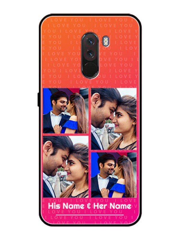 Custom Pcoco F1 Custom Glass Phone Case  - I Love You Pink Design