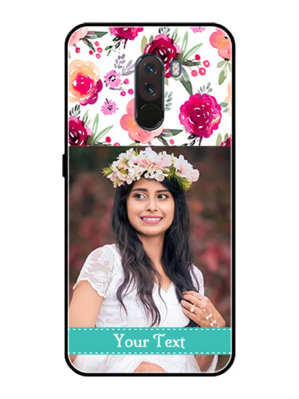 Custom Pcoco F1 Custom Glass Phone Case  - Watercolor Floral Design
