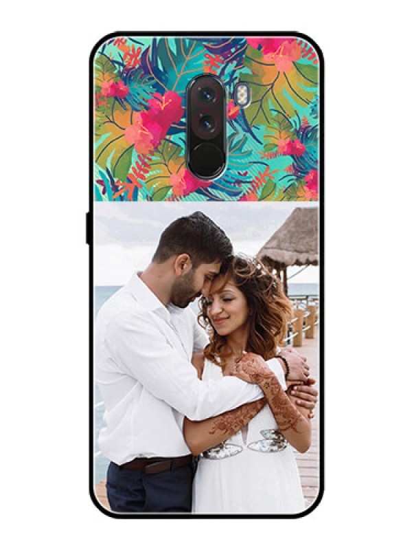 Custom Pcoco F1 Photo Printing on Glass Case  - Watercolor Floral Design