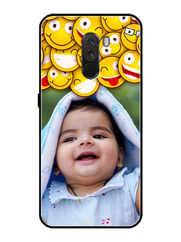 Custom Pcoco F1 Custom Glass Mobile Case  - with Smiley Emoji Design