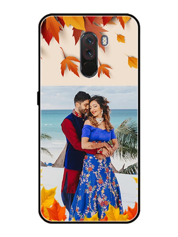 Custom Pcoco F1 Photo Printing on Glass Case  - Autumn Maple Leaves Design