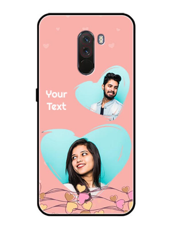 Custom Pcoco F1 Custom Glass Mobile Case  - Love Doodle Design