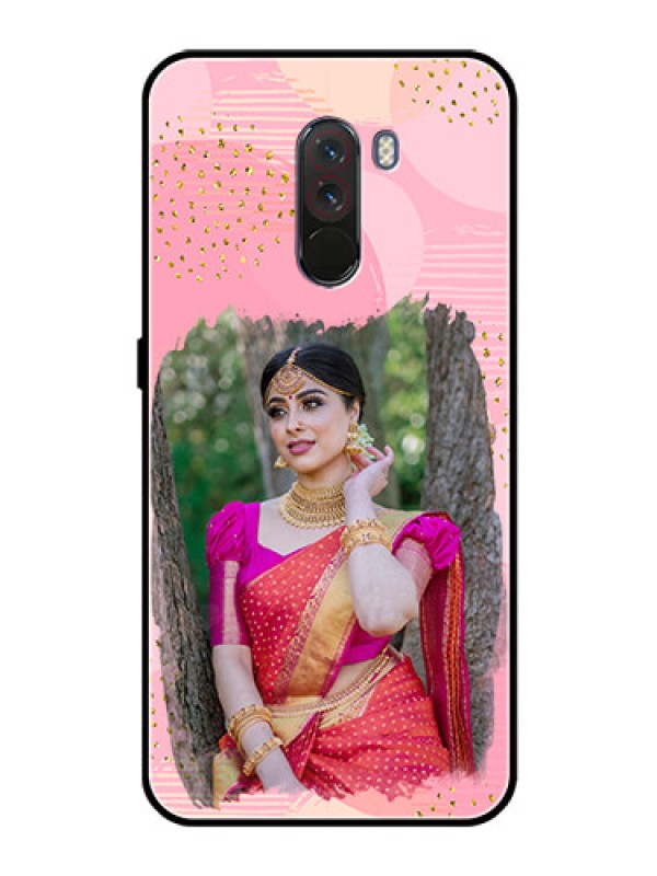 Custom Pcoco F1 Personalized Glass Phone Case  - Gold Glitter Splash Design