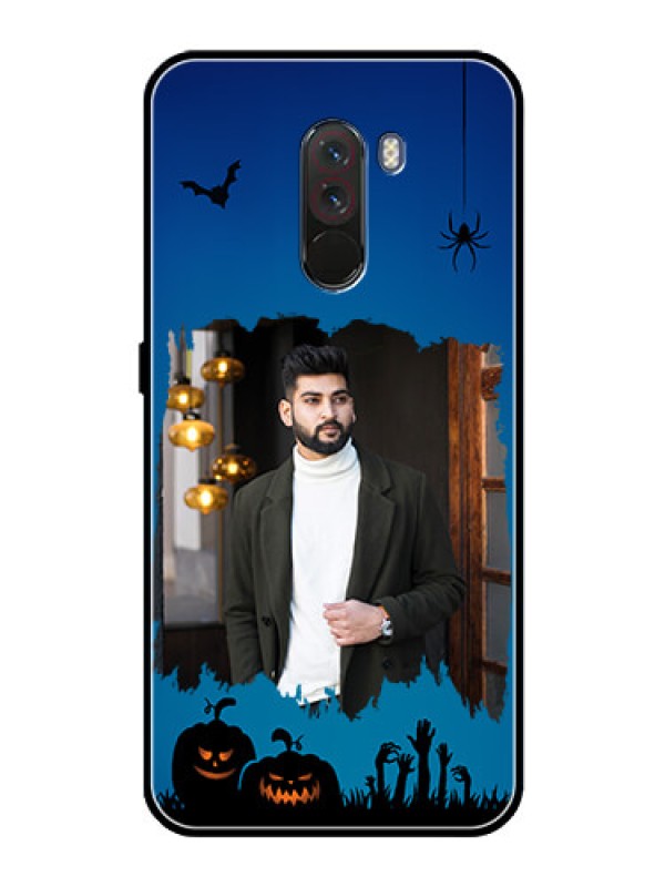 Custom Pcoco F1 Photo Printing on Glass Case  - with pro Halloween design 