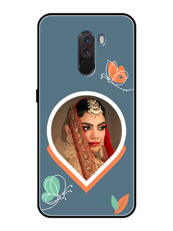 Custom Poco F1 Custom Glass Mobile Case - Droplet Butterflies Design
