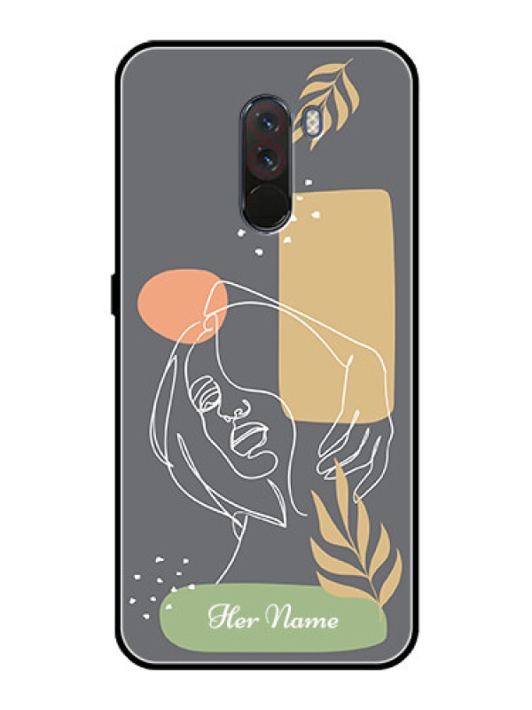 Custom Poco F1 Custom Glass Phone Case - Gazing Woman line art Design