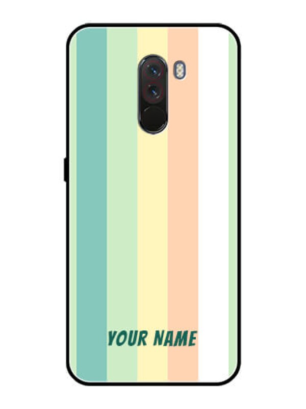 Custom Poco F1 Photo Printing on Glass Case - Multi-colour Stripes Design