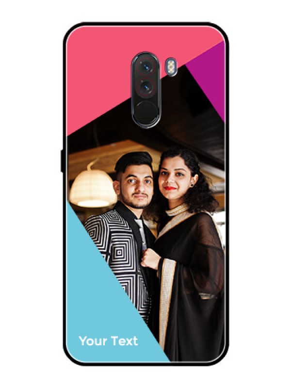 Custom Poco F1 Custom Glass Mobile Case - Stacked Triple colour Design