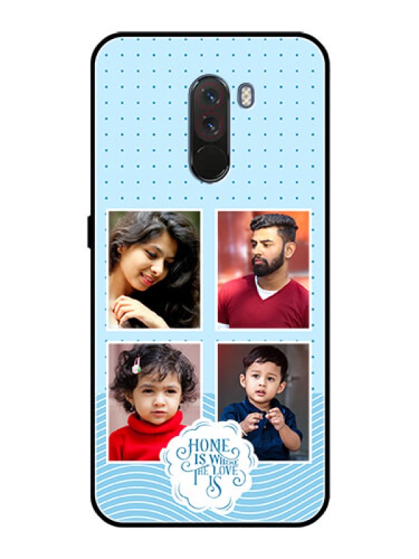 Custom Poco F1 Custom Glass Phone Case - Cute love quote with 4 pic upload Design