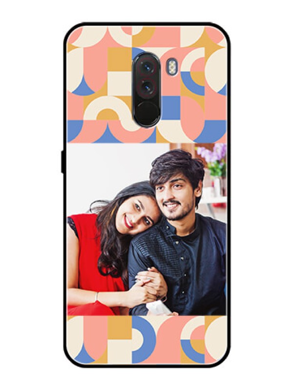 Custom Poco F1 Photo Printing on Glass Case - Semi-circle Maze Pattern Design
