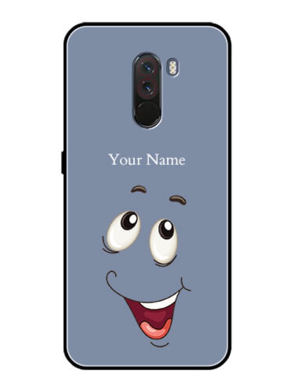 Custom Poco F1 Photo Printing on Glass Case - Laughing Cartoon Face Design