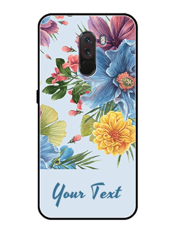 Custom Poco F1 Custom Glass Mobile Case - Stunning Watercolored Flowers Painting Design