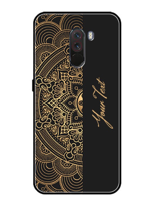 Custom Poco F1 Photo Printing on Glass Case - Mandala art with custom text Design