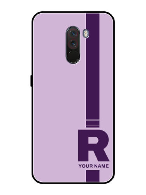 Custom Poco F1 Photo Printing on Glass Case - Simple dual tone stripe with name Design