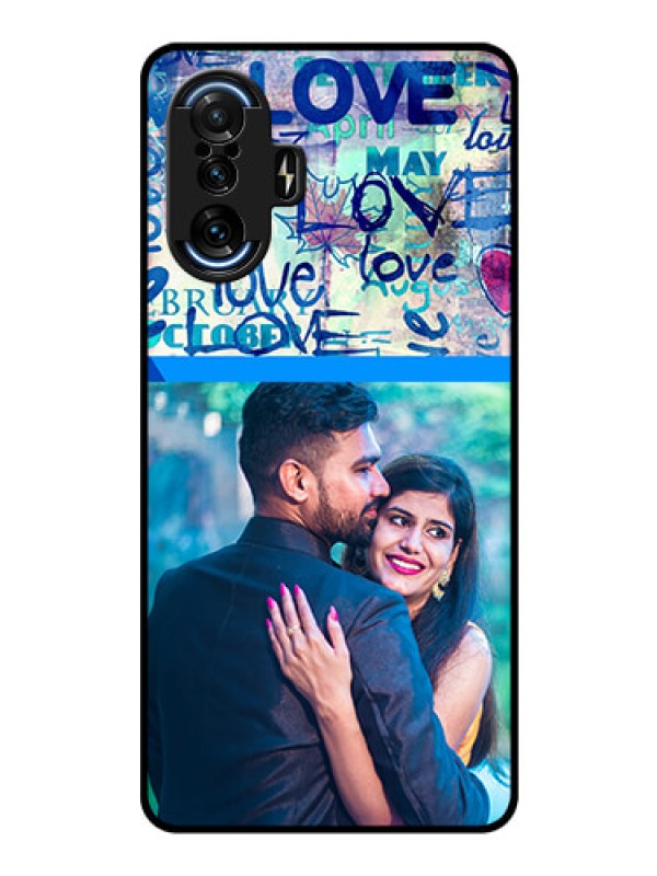 Custom Poco F3 GT Custom Glass Mobile Case - Colorful Love Design