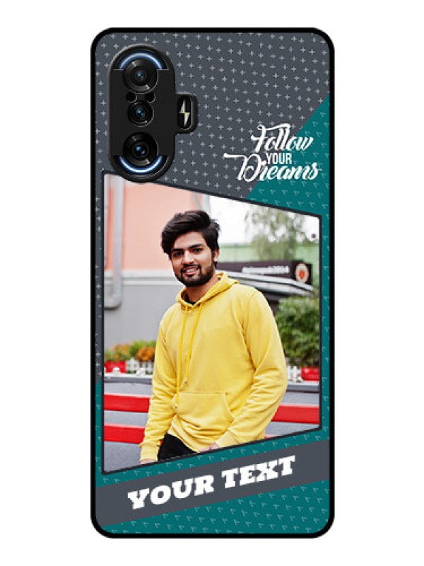 Custom Poco F3 GT Personalized Glass Phone Case - Background Pattern Design with Quote
