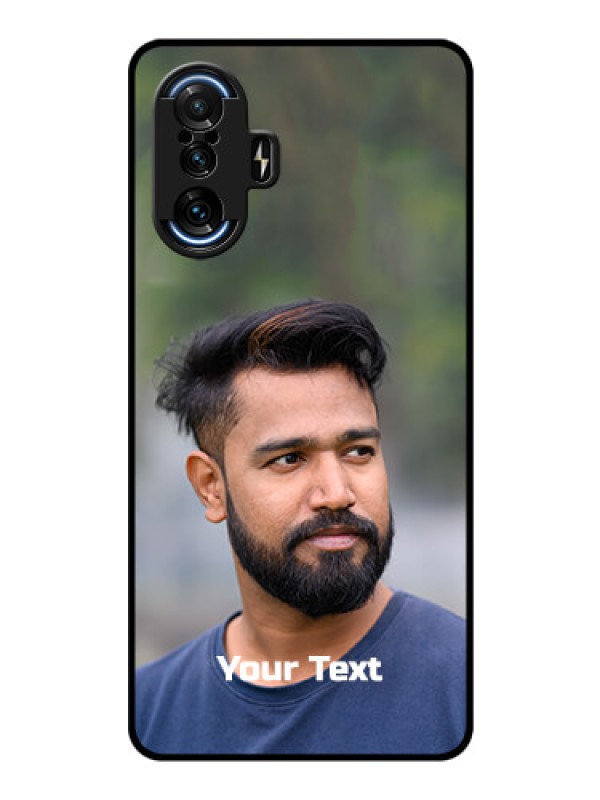 Custom Poco F3 GT Glass Mobile Cover: Photo with Text