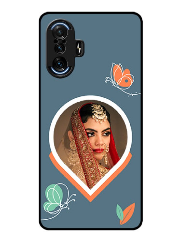 Custom Poco F3 Gt Custom Glass Mobile Case - Droplet Butterflies Design